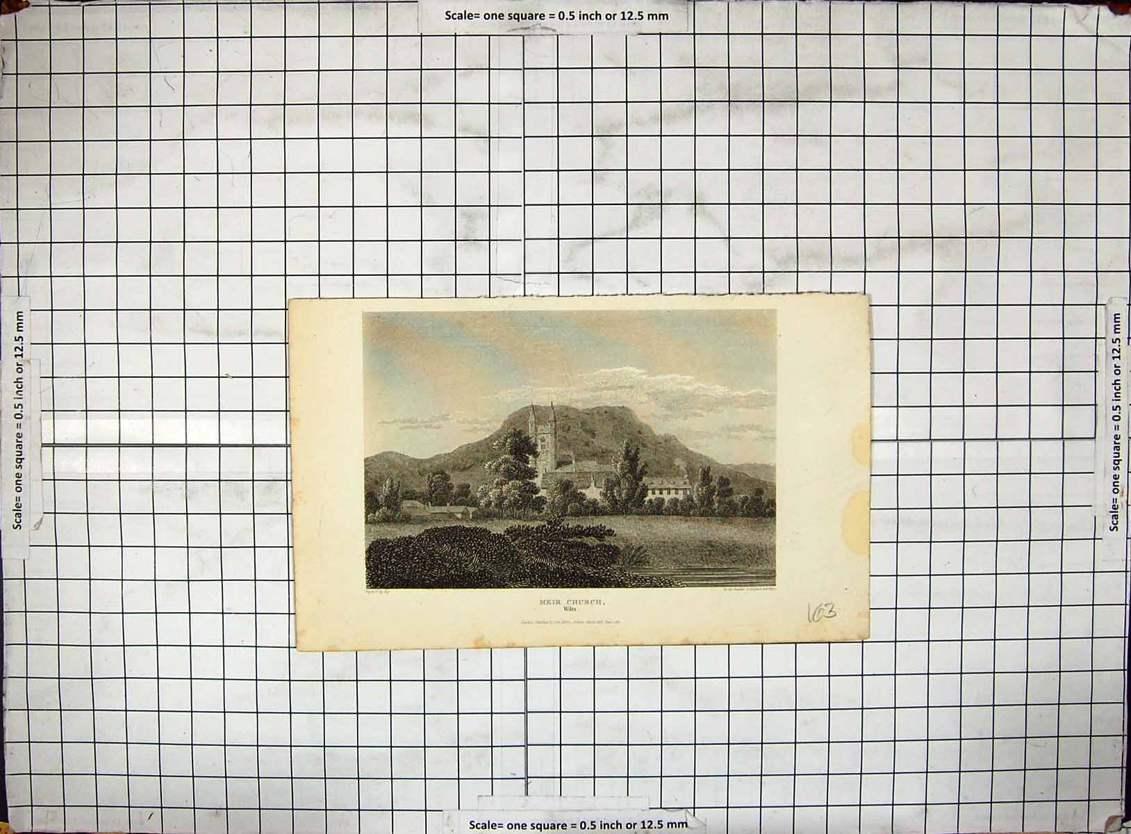 Old Antique Print View Meir Church Wiltshire Mountains Fry Engraving 1812 19th