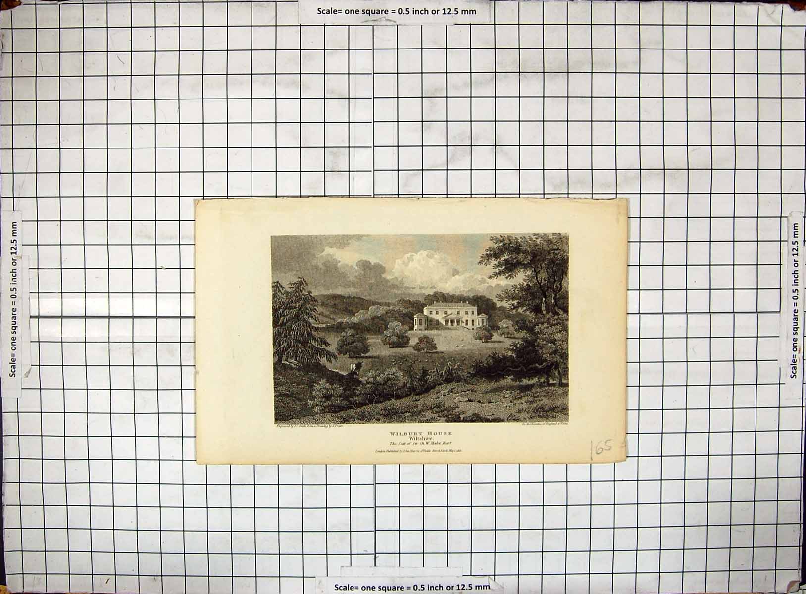 Old Print View Wilbury House Wiltshire Charles Malet Smith Engraving 1818 19th