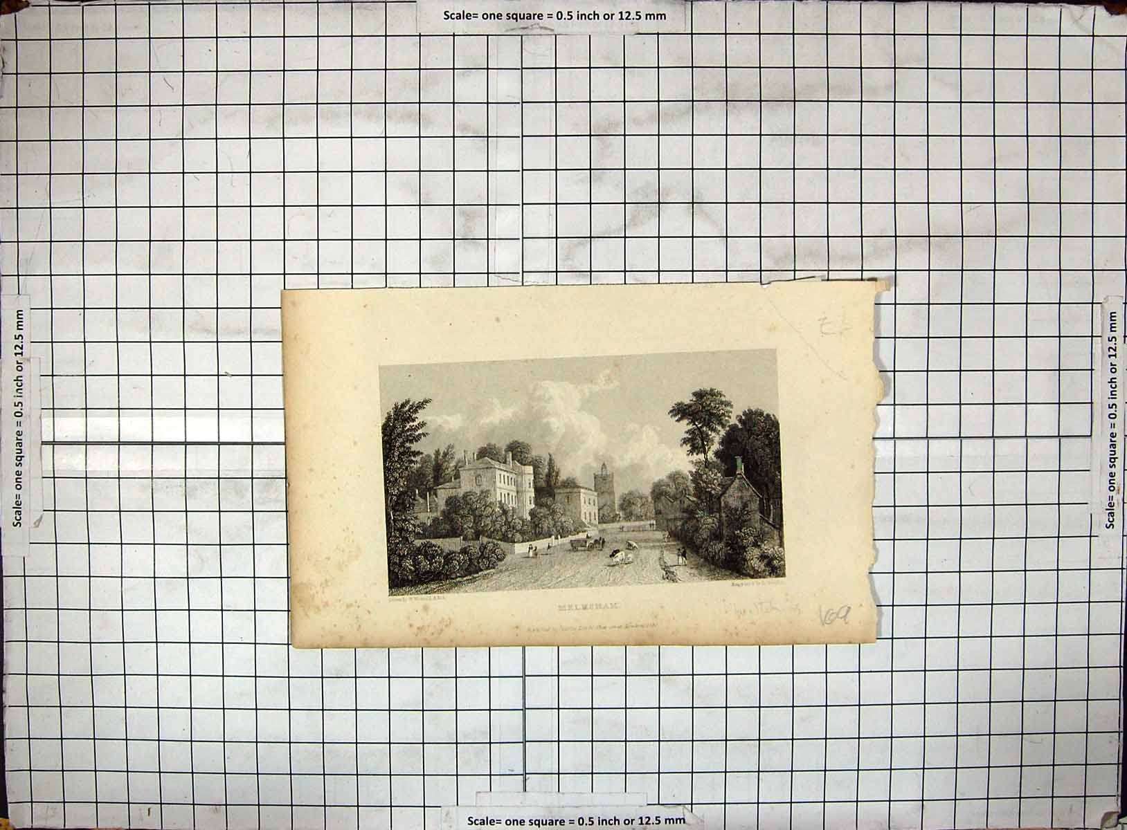 Original Old Antique Print Engraving 830 Scene Melksham Westall Francis