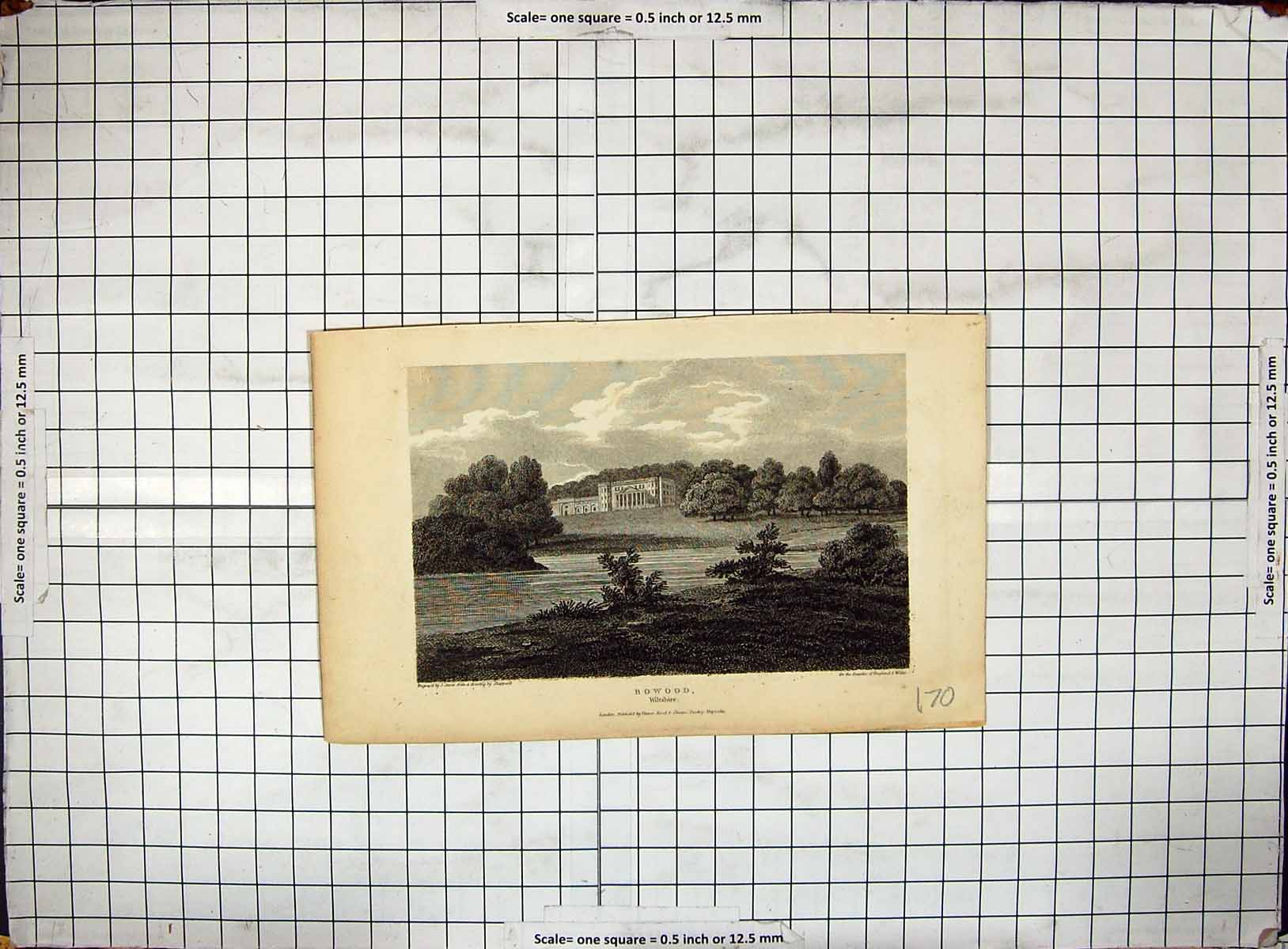 Antique Old Print Engraving 1811 View Bowood Mansion House Wiltshire Storer