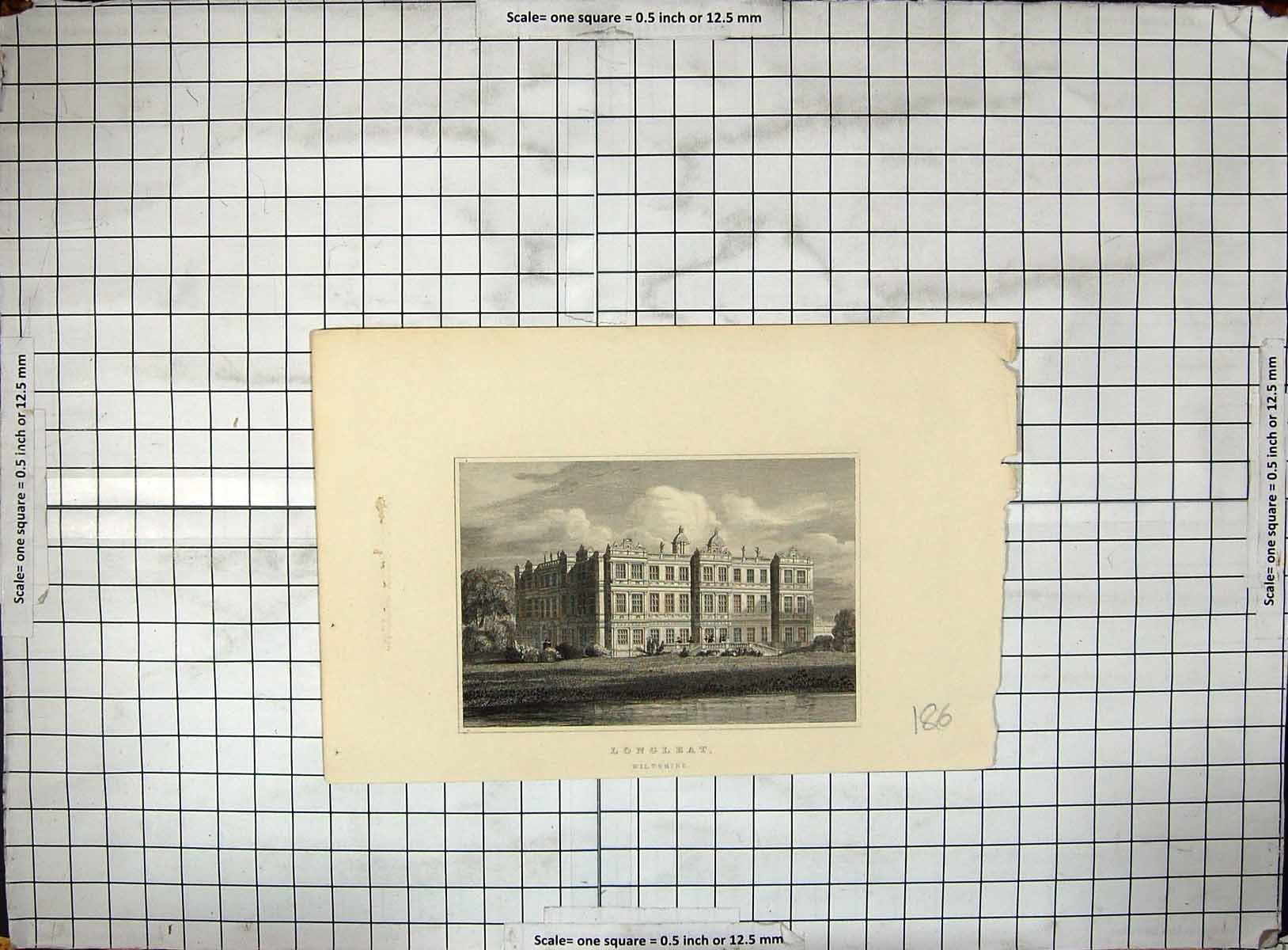 Old Print Engraving Gosfield Hall Marquis Buckingham Essex 1805 Woolnoth 19th
