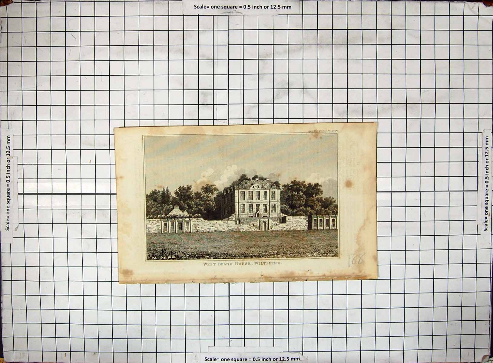 Original Old Antique Print Engraving 1805 Remains Heron Hall Essex England 19th