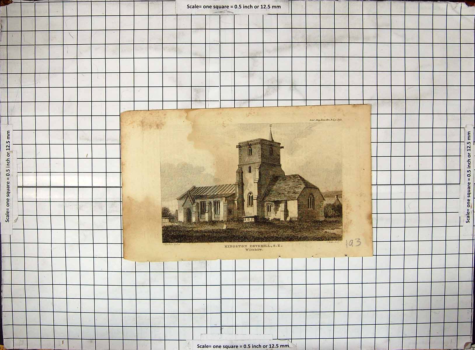 Old Antique Print Engraving Blaise Castle Gloucestershire Varrall Neale 20th