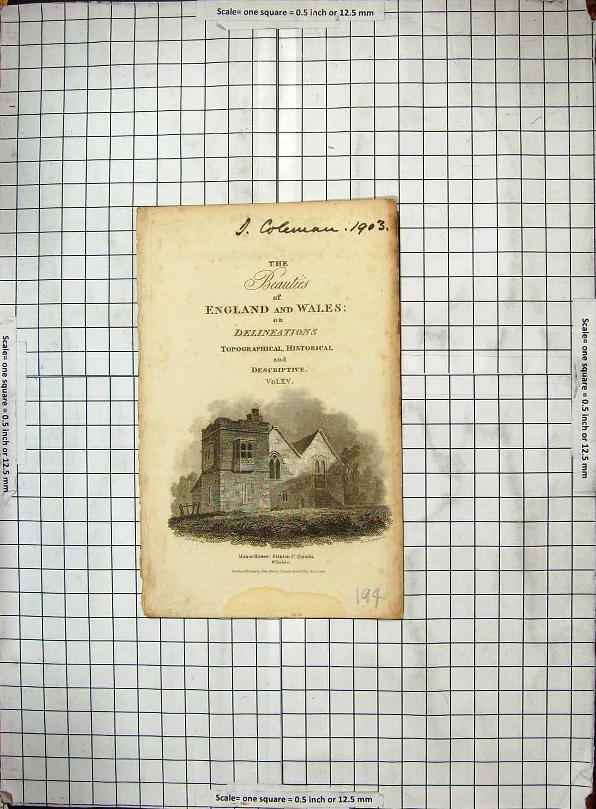 Old Antique Print Engraving Batsford Gloucestershire England Fisher Neale 20th