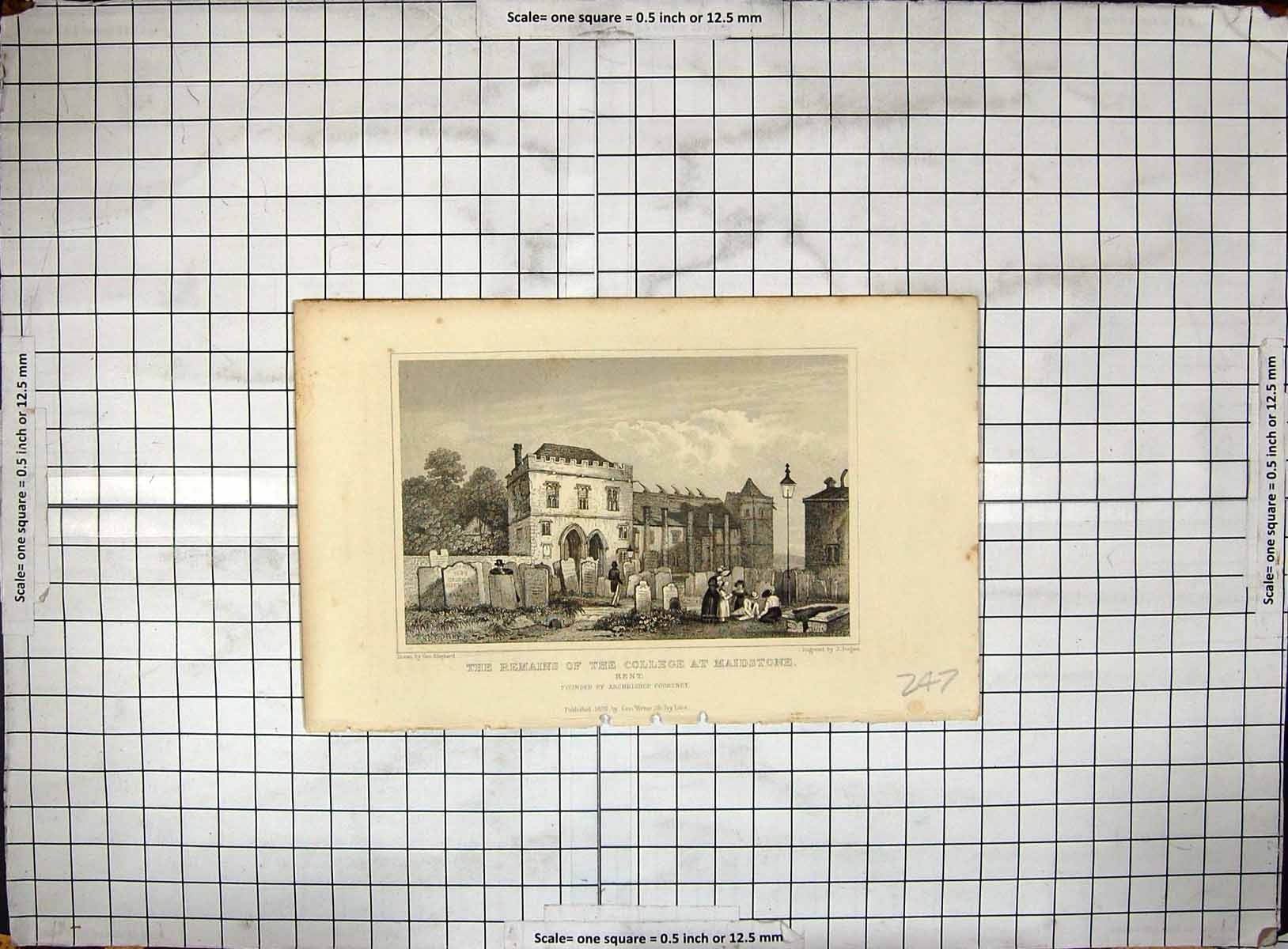 Old 1829 Remains College Maidstone Kent Courtney Rogers Shepherd Engr 19th
