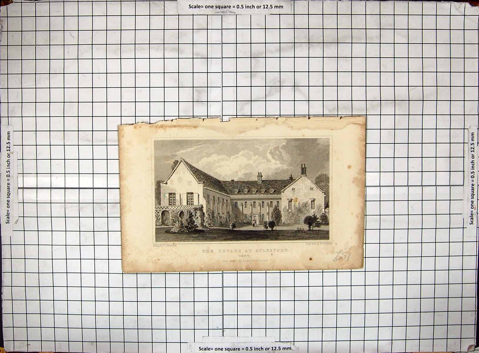 Old Antique Print Fryars Aylesford Kent Winkles Shepherd Engraving 1829 19th