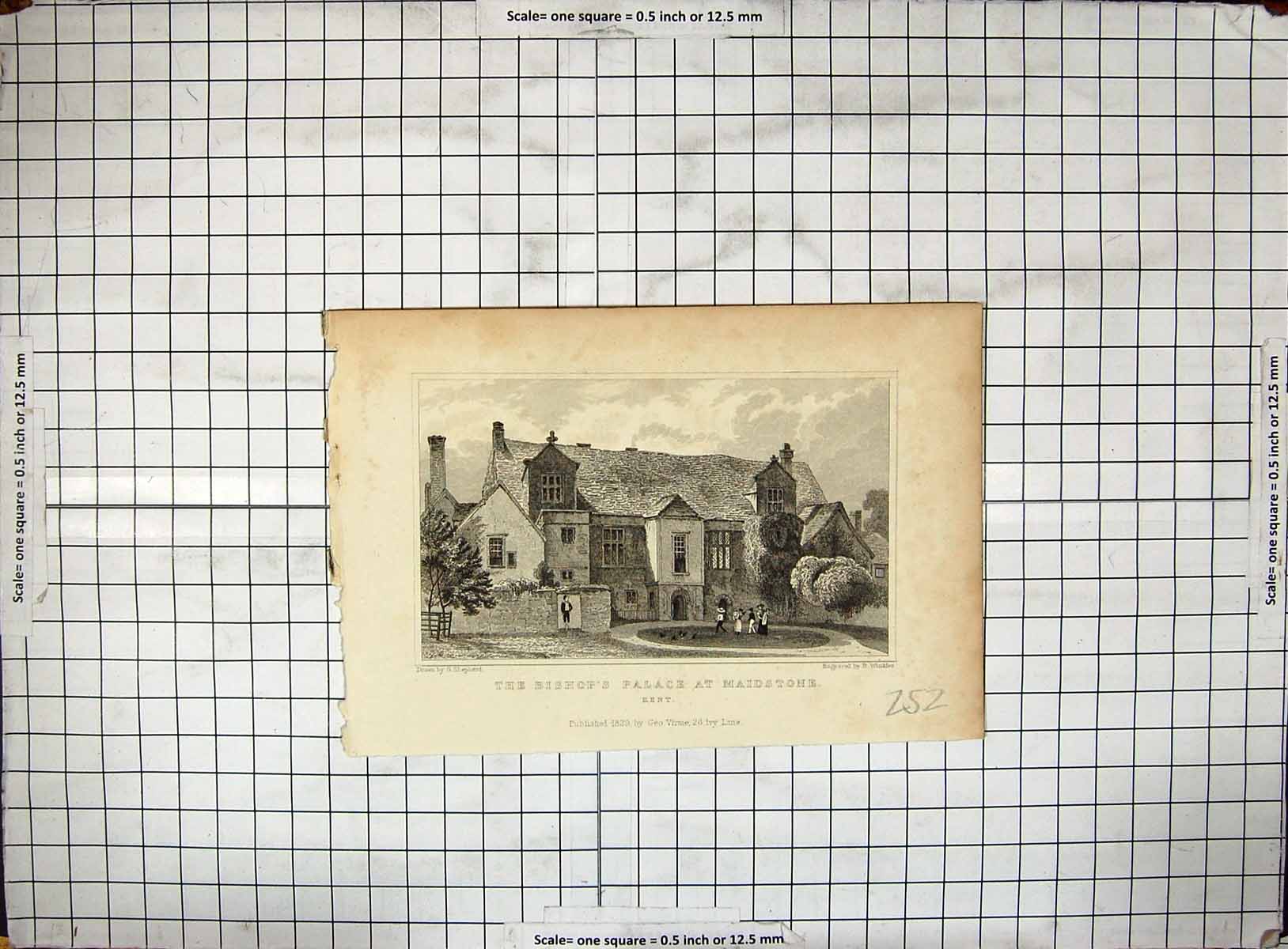 Old Print Bishop'S Palace Maidstone Kent Winkles Shepherd Engraving 1829 19th