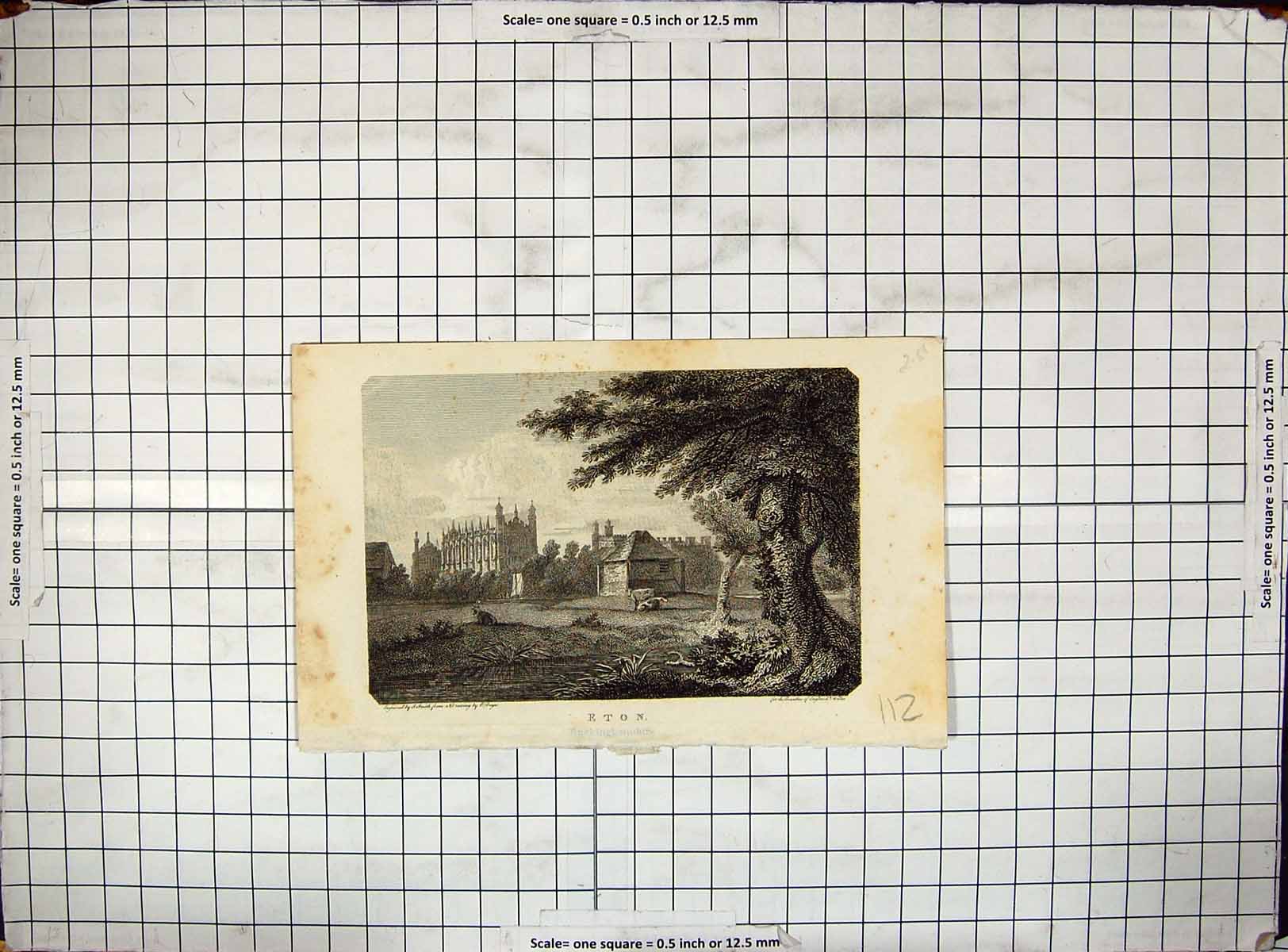 Old Print Engraving View Eton Buckinghamshire England Architecture Smith