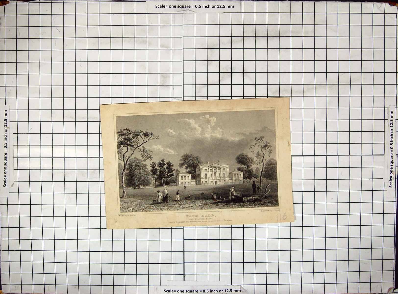 Old Exterior Hare Hall Romford Essex Western Bartlett Young Engraving
