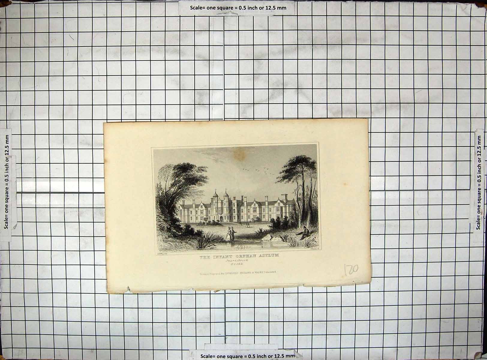 Old Infant Orphan Asylum Snaresbrook Essex England Engraving Dugdales