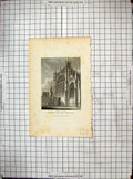 Original Old Antique Print Architecture Gloucester Cathedral England Engraving