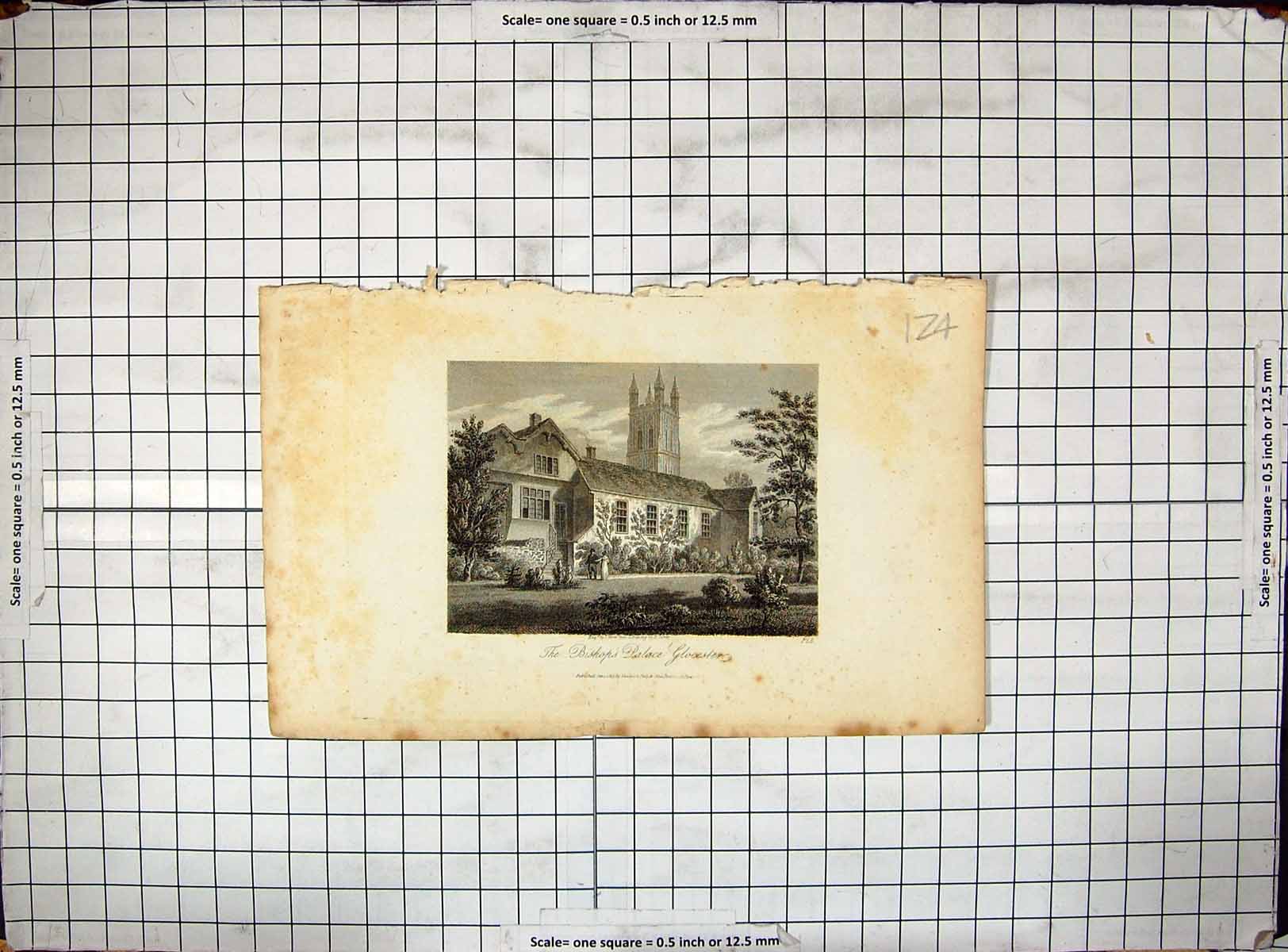 Old Antique Print Bishop'S Palace Gloucester Architecture Engraving 1815 19th