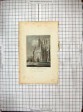 Old Antique Print Engraving View Porch Gloucester Cathedral Architecture