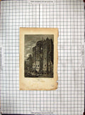 Antique Old Print Engraving 1806 Nether Hall Essex Moat Bridge Architecture