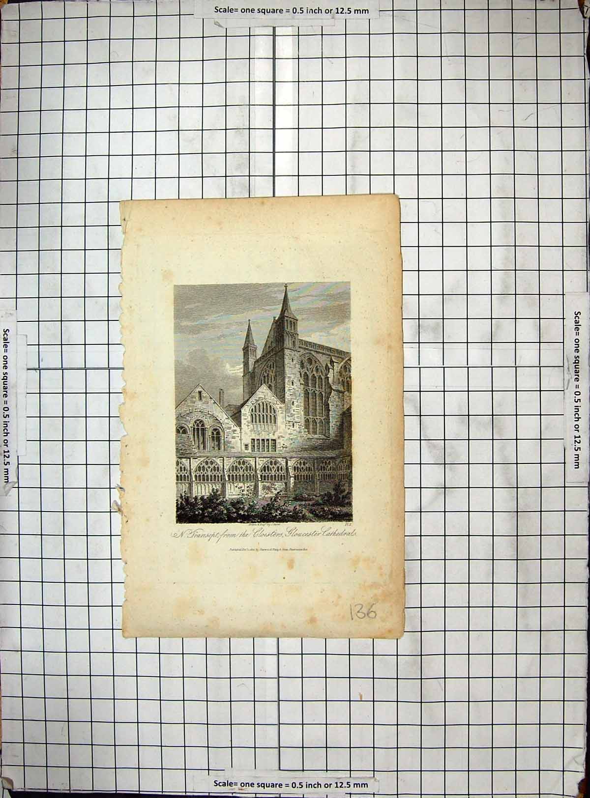 Old Cloisters Gloucester Cathedral Architecture Engraving 1812 Storer 19th