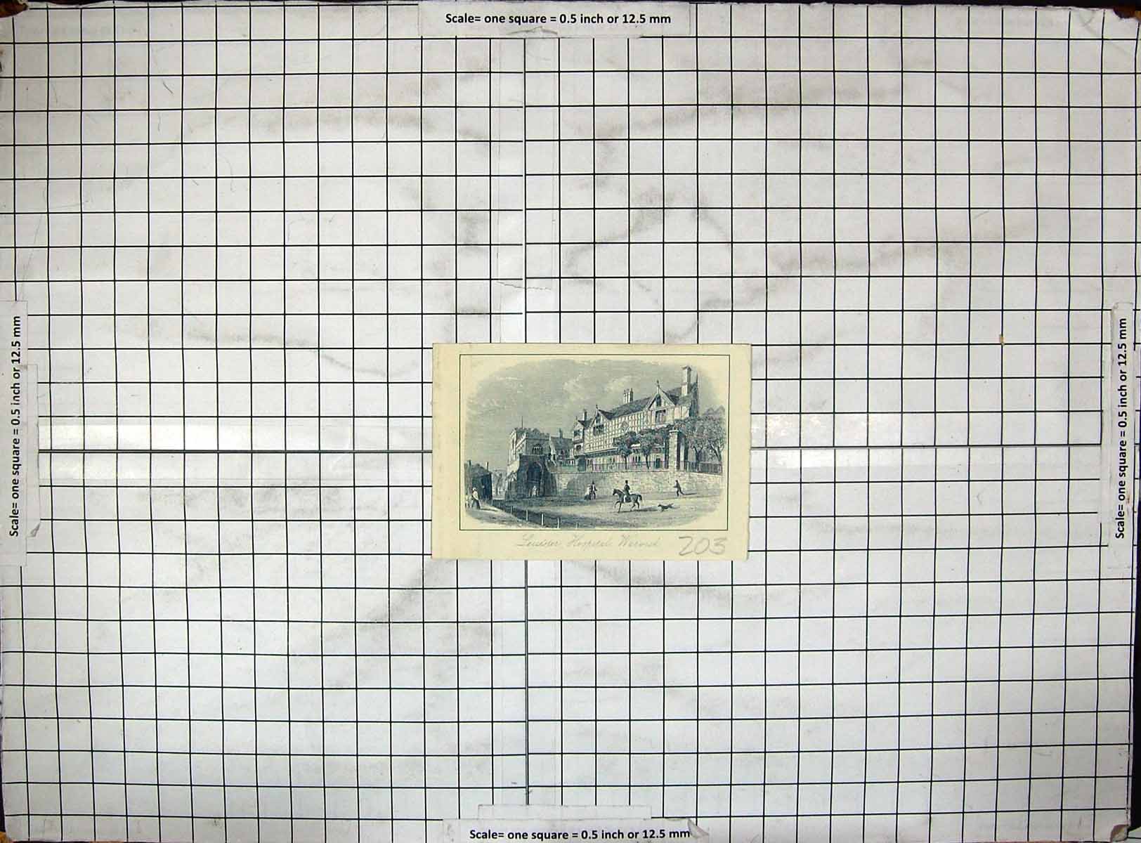Antique Old Print Engraving Architecture Leicester Hospital Warwick England