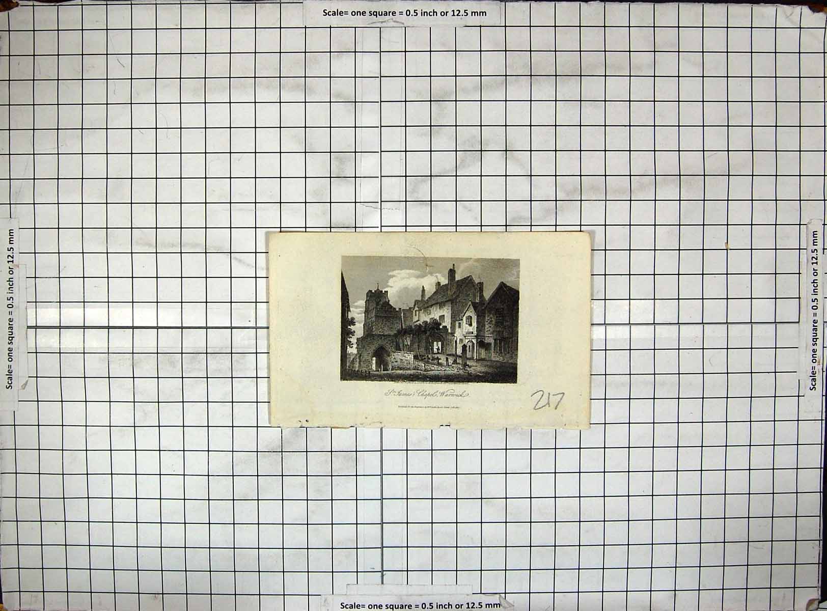 Original Old Antique Print St. James'S Chapels Warwick Engraving Architecture
