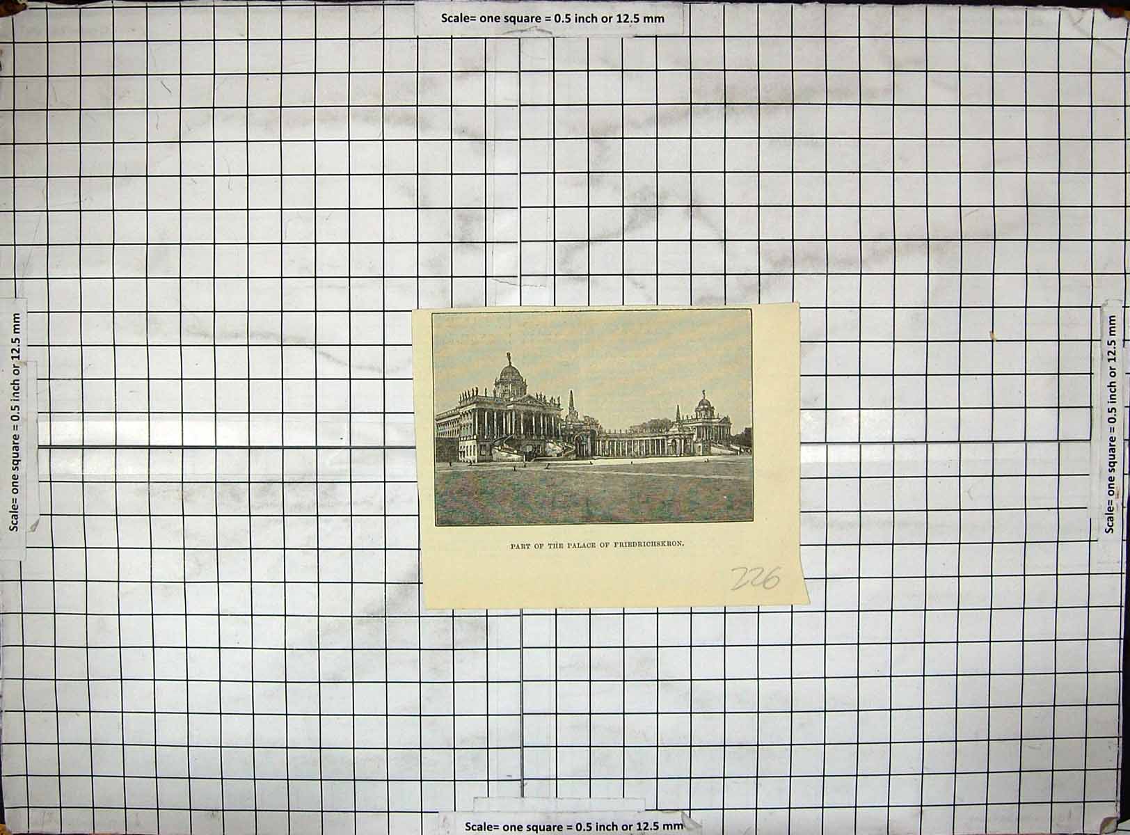 Original Old Antique Print Palace Freidrichskron Architecture Germany