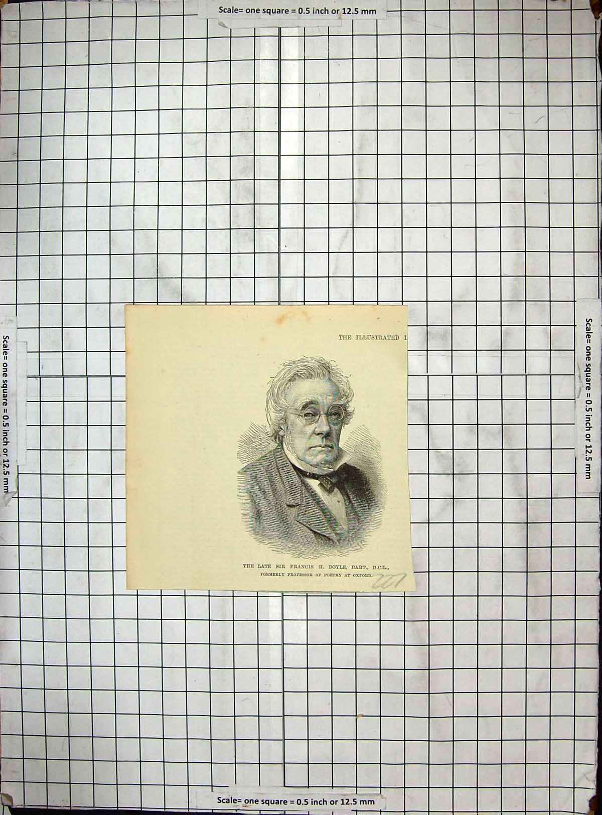 Old Antique Print Portrait Sir Francis Doyle Bart Professor Poetry Oxford