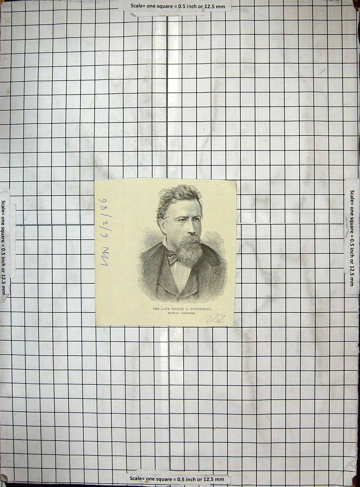 Original Old Antique Print Portrait 1886 Signor Ponchielli Musical Composer