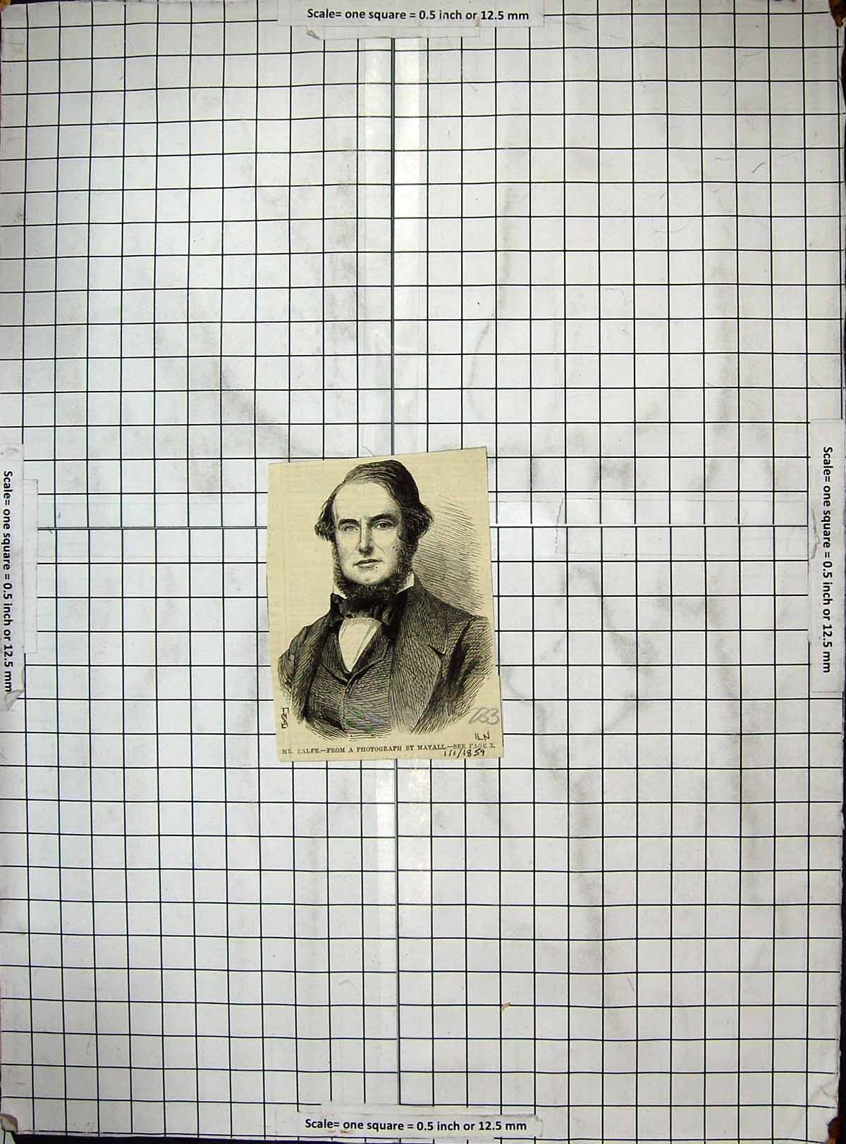 Original Old Antique Print Portrait Mr Balfe Mayall