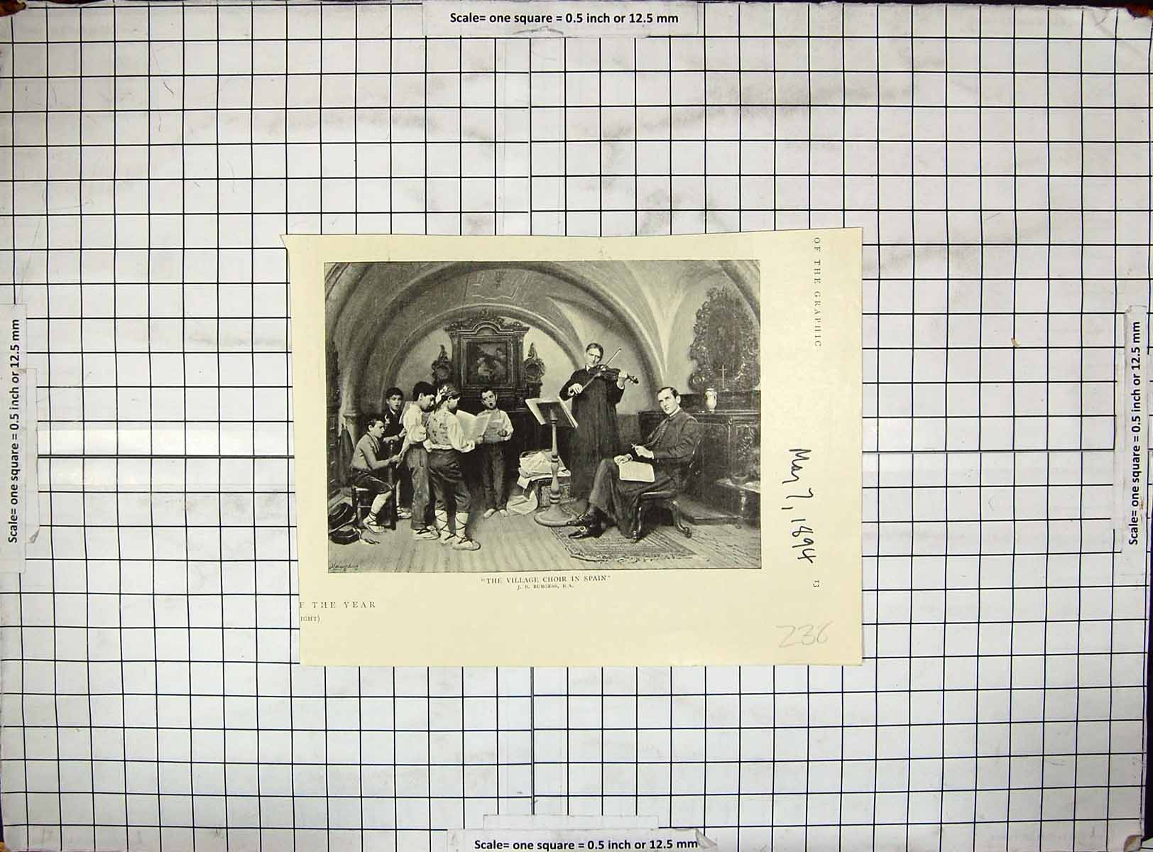 Old Antique Print Scene Village Choir Spain Music Children Singing 1894 19th