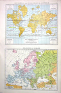 Old Print Isothermal Winds Chart World Religions Europe Map C1897 Russia 19th