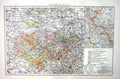 Antique Old Print Thuringian States Map C1897 Bavaria Hanover Saxony Bohemia