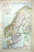 Old Print Norway Sweden Hamar Norrland Stockholm Map C1897 Denmark Russi 19th