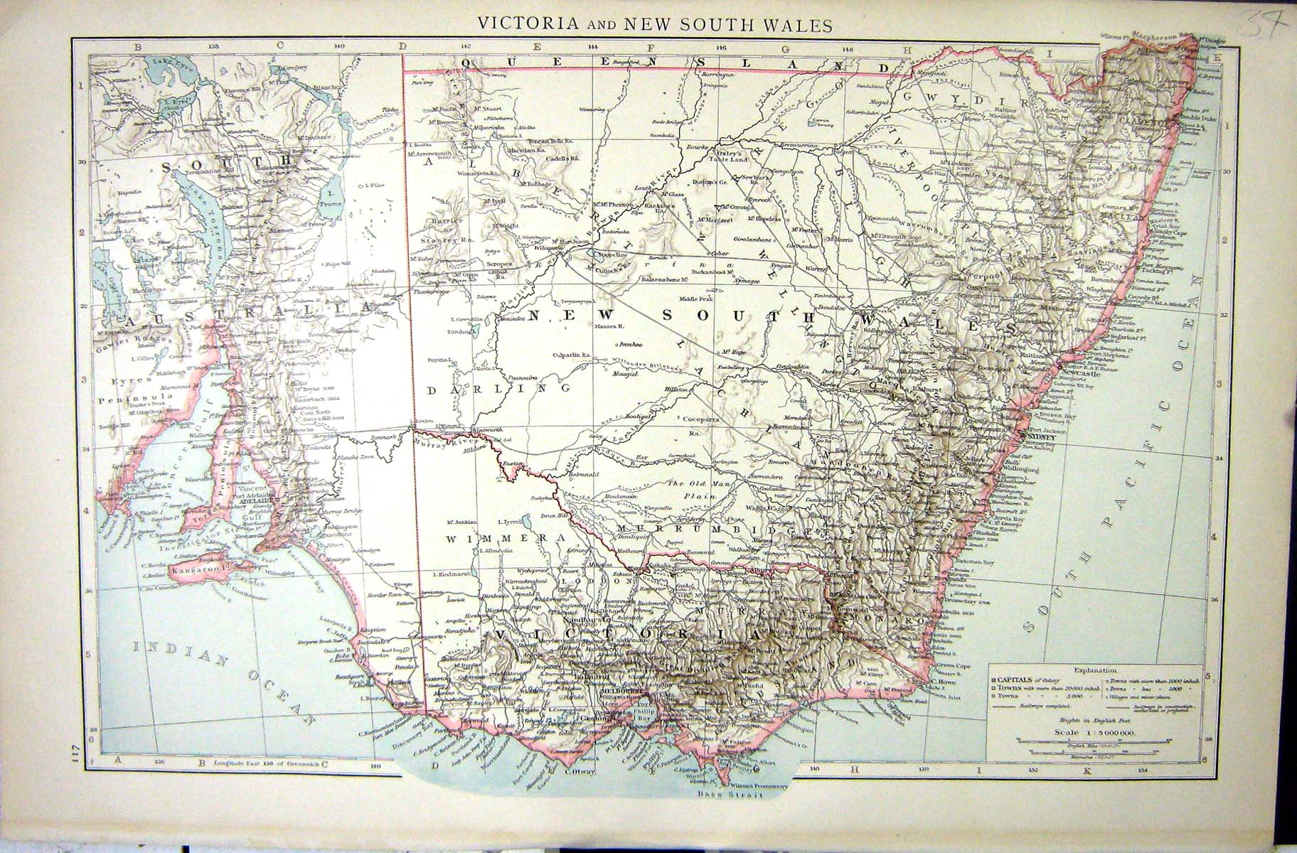 Old Print Victoria New South Wales Australia Queensland Liverpool Plains