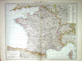 Old Print France General Map C1897 Corsica Switzerland Belgium German Em 0 19th