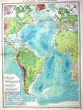 Old Print Atlantic Ocean Cables Depths Map C1897 Visibility Land Spring 19th