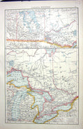 Old Print Western Canada Map C1897 Ontario Quebec Michigan Manitoba Dako 19th