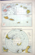 Old Print Polynesian Groups South Polar Regions Map C1897 Samoa Fiji San 19th