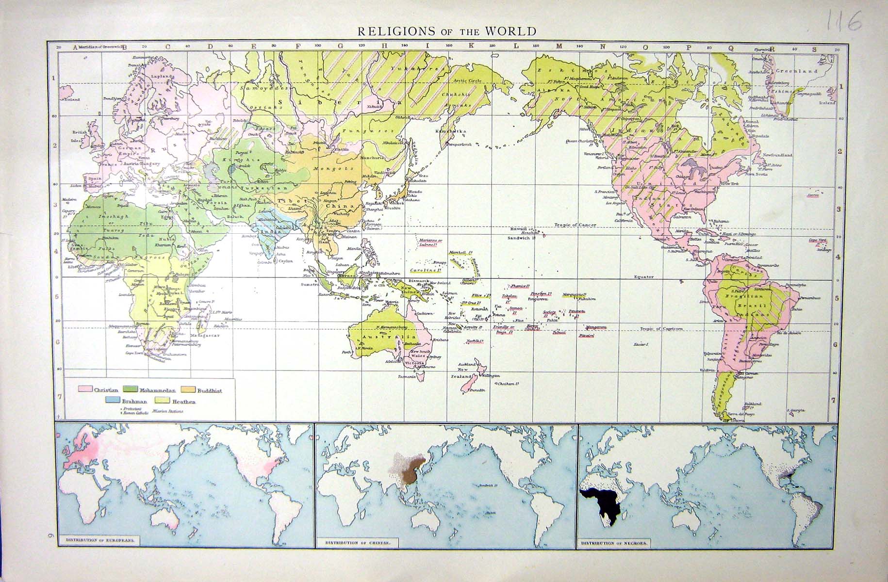 Antique Print Religions World Christian Brahman Heathen Buddhist Mohammedan