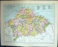 Old Print County Haddington Firth Forth Dunbar Scotland Philips Map 1882 19th