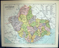 Antique Old Print County Kirkudbright Solway Firth Scotland Philips Map 1882