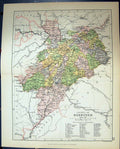 Original Old Antique Print County Roxburgh Jedburgh Scotland Philips Map 1882