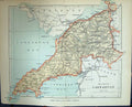 Antique Old Print County Carnarvon Cardigan Bay Bangor Wales Philips Map 1882