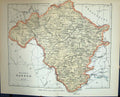 Original Old Antique Print County Radnor Builth Wales Philips Map 1882 19th
