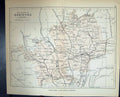 Antique Old Print Philips Map 1882 Hertford Albans Hatifled Baldock England