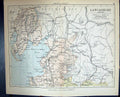 Old Print Philips Map 1882 Lancashire Lancaster Ulverston Barrow England 19th