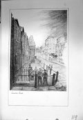 Old Vintage Print Lane London Stapleton Drawing C1930 Street Scene People 20th