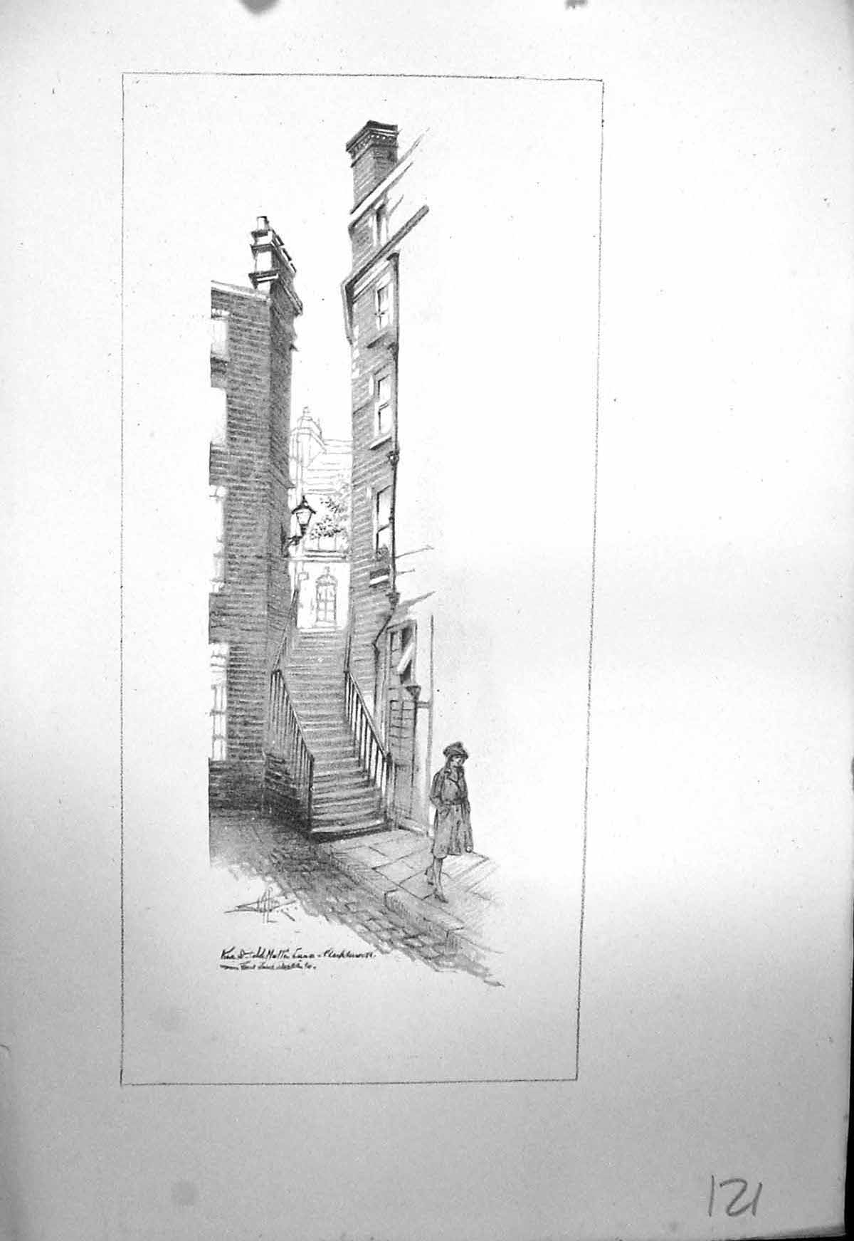 Old Vintage Print Mutton Lane London Stapleton Drawing C1930 Street Scene 20th