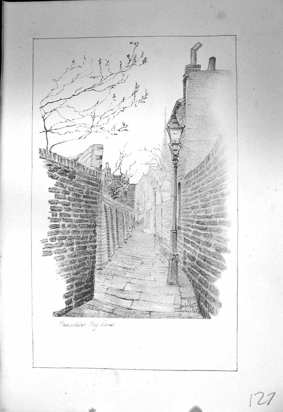Original Old Vintage Print Hampshire Hog Lane London Stapleton Drawing C1930