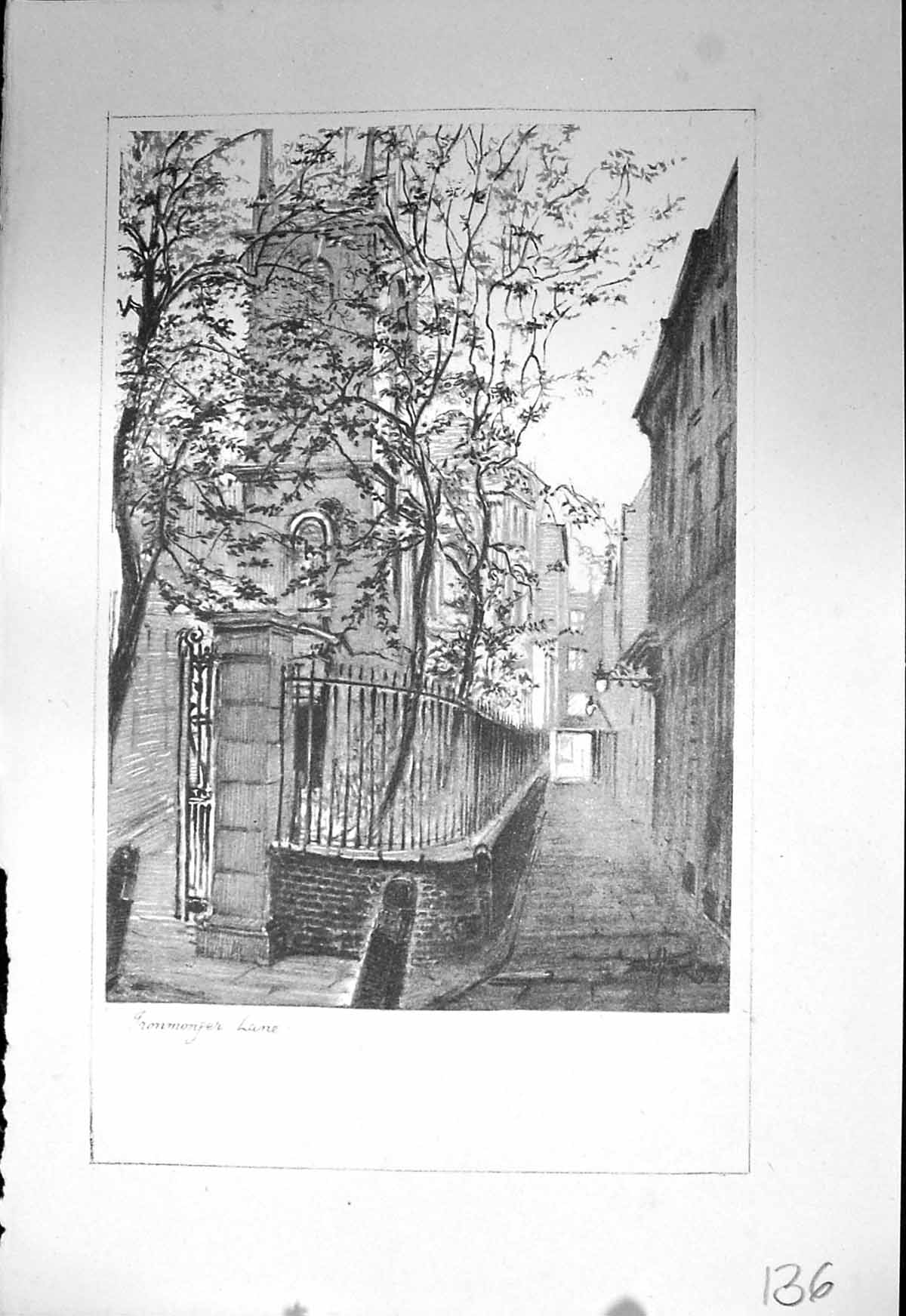 Original Old Vintage Print Ironmonger Lane London Stapleton Drawing C1930 20th