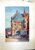 Original Old Antique Print Honfleur Harbour Gateway 1904 Murray Colour 20th