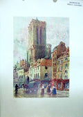 Original Old Antique Print Caen Church St. Jean France 1904 Murray Colour 20th