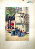 Antique Old Print Blois Fountain Louis Xii Market Place 1904 Murray Colour 20th