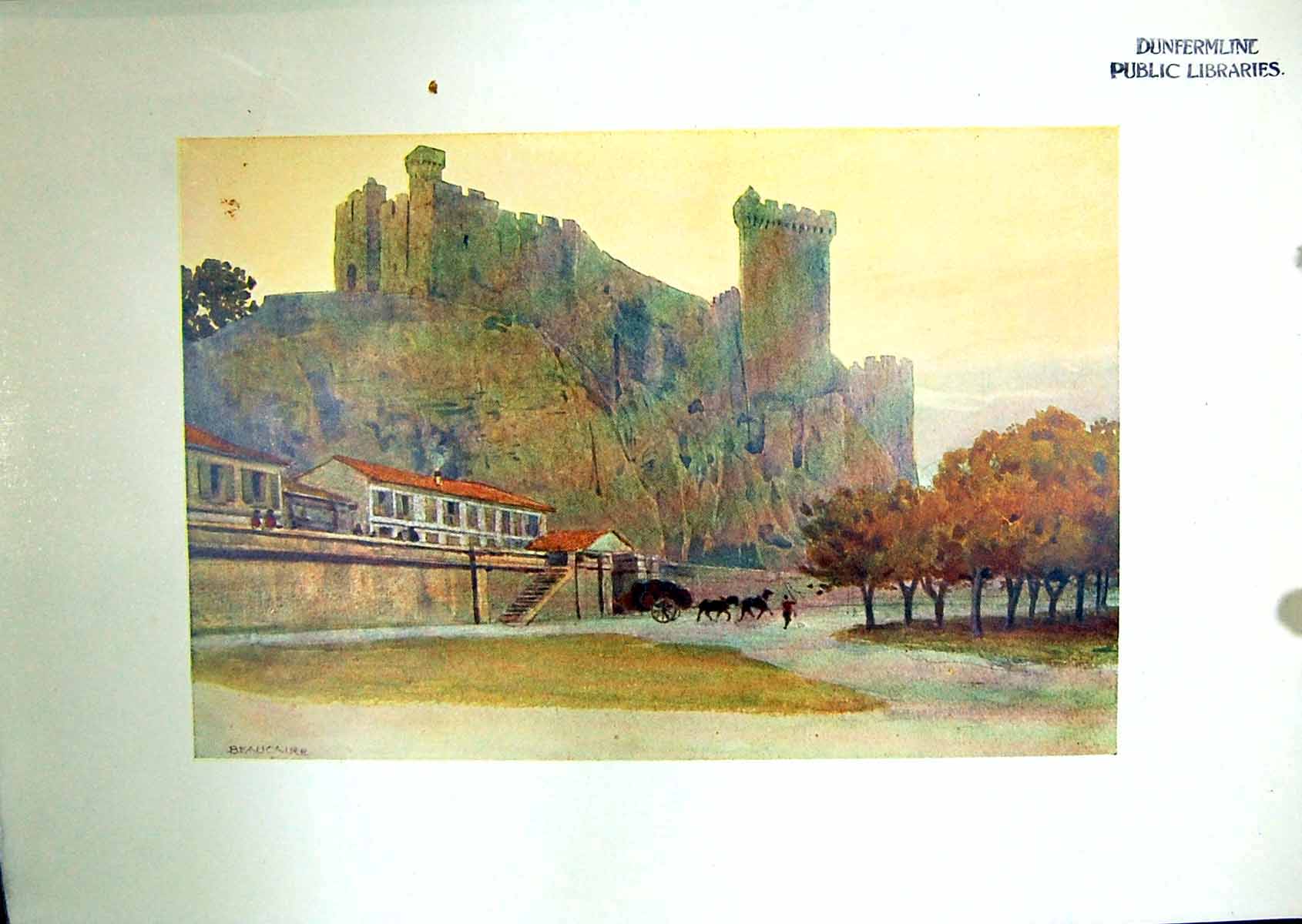 Antique Print Beaucaire Twelfth Century Castle Toulouse 1904 Murray Colour 20th